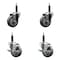 Service Caster 3.5'' Gray Poly Wheel Swivel 3/4'' Expanding Stem Caster Set 2 Brakes, 4PK SCC-EX20S3514-PPUB-2-TLB-2-34 - alternate 1